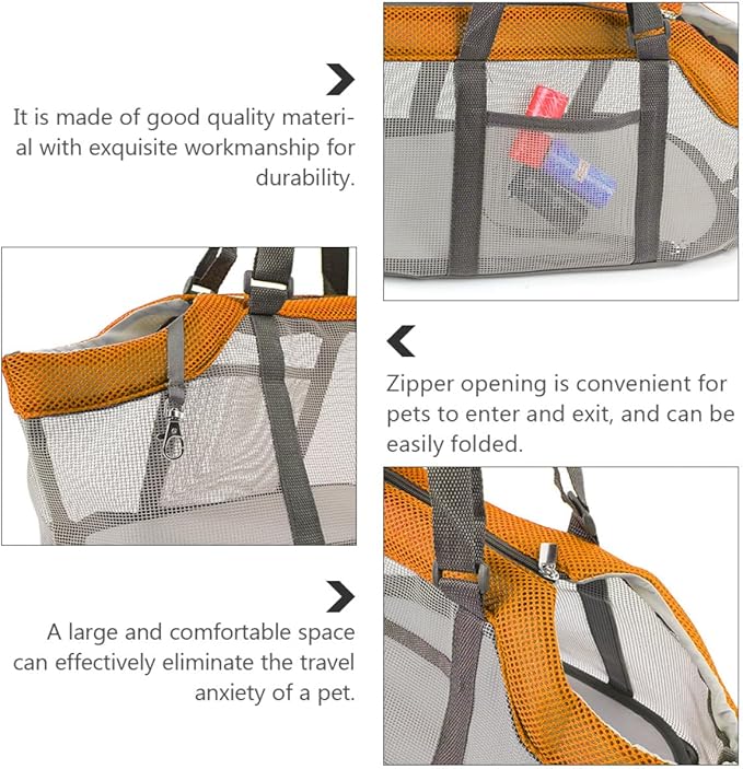 Lightweight Breathable Nylon Pet Carrier Bag for Cats Dogs Up Detachable Pad Comfortable Mesh Design for Travel Shopping Hiking Orange