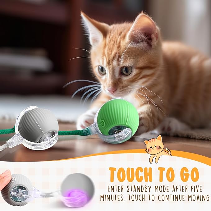 WinnerWhy 6 Pack Interactive Cat Ball Toy 360° Automatic New Interactive Rolling Ball Rechargeable for Christmas Indoor Cat Dog Gifts Exercise Electric Self Rolling Toy Large and Small Puppy Kitten