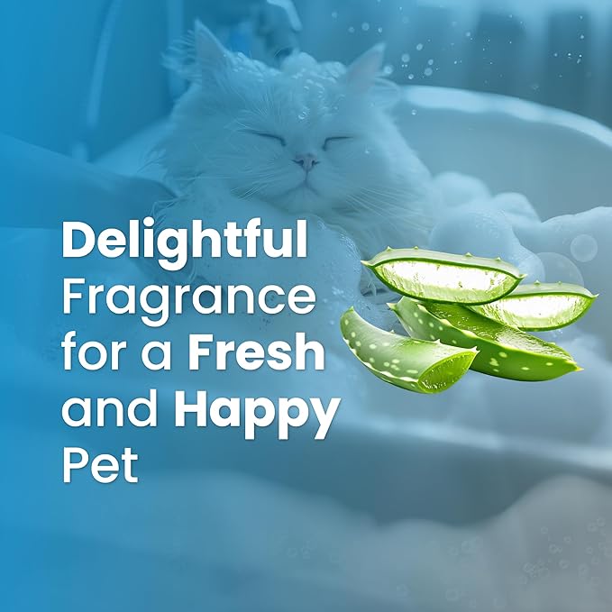 Bio PetActive Cat Shampoo with Natural Aloe Vera Extract | Kitten Itch Relief, Sensitive Skin & Coat Care, Deshedding & Moisturizing | Veterinary Formulated, Paraben Free, pH Balanced | 13.53 Fl Oz