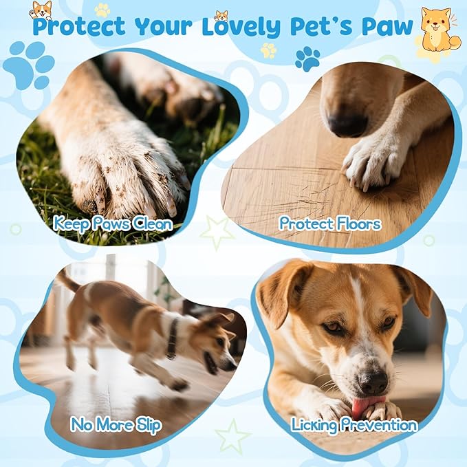 HeavenEye Anti Slip Dog Socks, Dog Paw Protectors Maximum Grip Prevent Licking Paws Slipping, Paw Protector for Hot & Cold Pavement Shoes Boots for Small Medium Large Senior Dogs(White Bone,XS)
