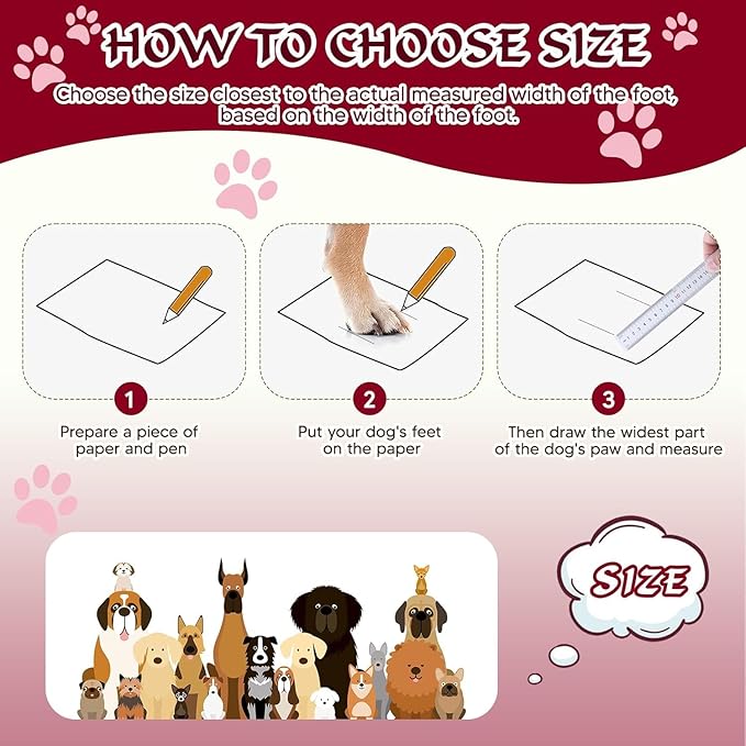 Dog Shoes for Large Dogs, 360°Anti Slip Medium Dog Boots & Paw Protectors Winter Snowy, Waterproof 4Pcs Dog Booties with Reflective Strips (Size 8: 2.95''x3.46''(W*L), Red)