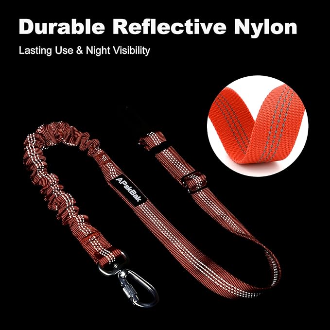Dog Seat Belt for Car, Adjustable Dog Car Harness Seatbelt for Small Medium Large Dogs, Heavy Duty Travel Safety Restraint with Locking Aluminum Hook & Reflective Nylon Strap, Orange