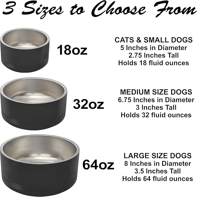 LaserGram Personalized Stainless Steel Dog Bowl, Double Wall Insulated, Non-Slip Design, Custom Name Engraving Included (White, 32oz)