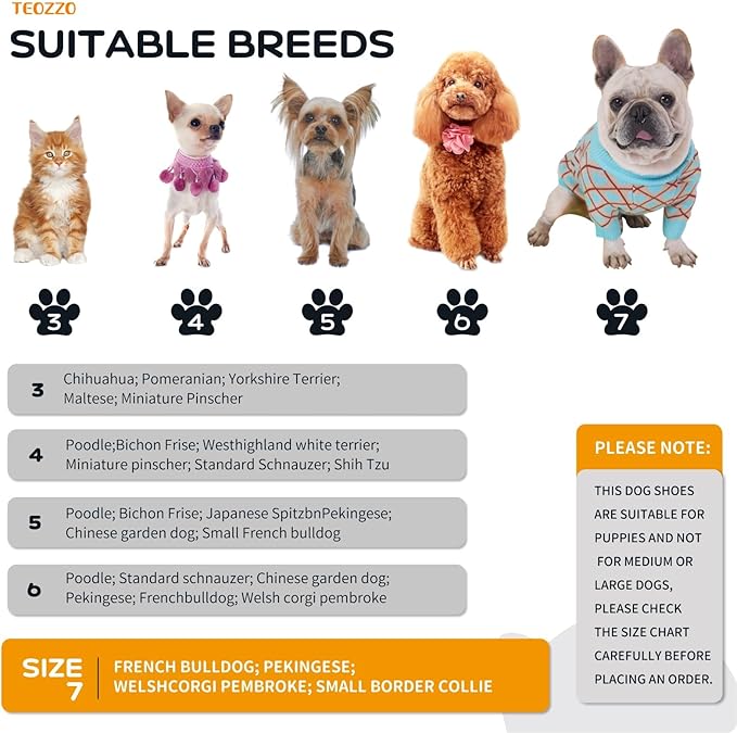 Dog Shoes Dog Boots & Paw Protector, Anti-Slip Sole Winter Dog Booties with Reflective Straps Dog for Small Medium Dogs 4PCS (Black, Size 7: 2.16"(Width))