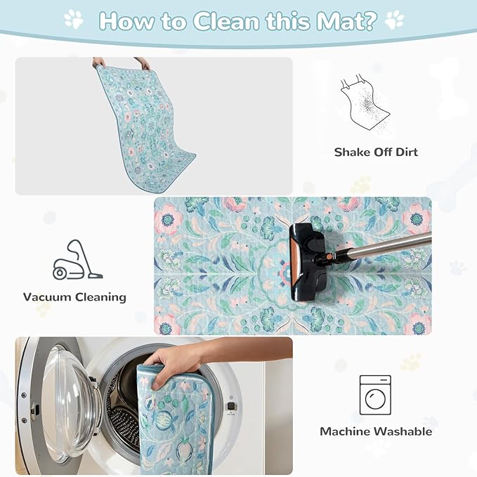 Lahome Washable Reusable Pee Pads for Dogs - Blue Botanical Floral 2 Pack Puppy Pads, Super Absorbent & Waterproof Dog Training Mats for Potty & Crate - Leakproof with Non-Slip Backing (36"x48")