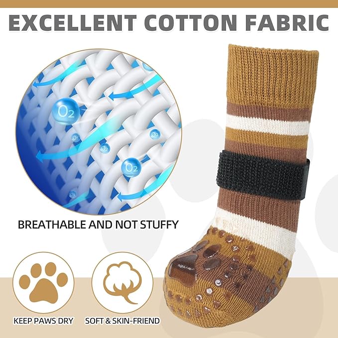KOOLTAIL Dog Socks for Hot Pavement, Summer Dog shoes to Prevent Licking Paws for Hardwood Floor, Non Slip Double Sides Boots & Paw Protectors, Pet Grippy Booties for Small Medium Large Senior Dogs, L