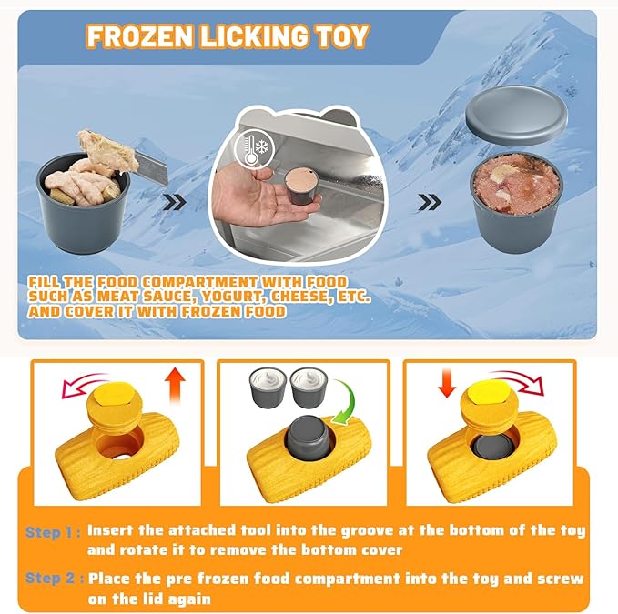 BURIESUR Dog Chew Toys for Aggressive Chewers,Frozen Dog Toys to Keep Them Busy,Frozen Dog Treat Toy with Mold Cups,Indestructible Dog Toy for Indoor Outdoor Play,Fillable Cognitive Licking Toy