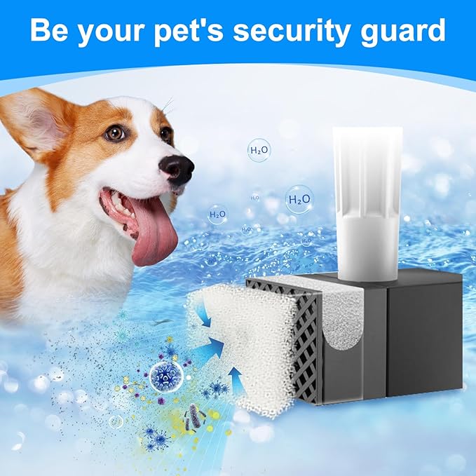 Cunina 12 Pack Filter & 12 Pump Sponges Dog Water Bowl Filter Compatible with FEELNEEDY Dog Fountain 7L/1.8Gal(FN-W05), 12+12 Cat Drinking Fountain Filters Fit for Pet Automatic Water Dispenser
