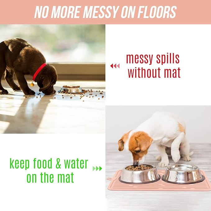 Keep Your Floors Clean with Dahaiwua Pet Food Mat - Dishwasher Safe, Food-Grade Safe for Dogs and Cats Mat for Prevent Food and Water