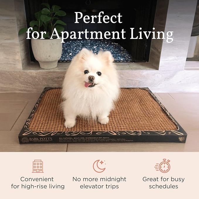 Puppy Bark Potty Natural Dog Potty for Small Dogs & Teething Puppies - Odor Neutralizing Reusable Indoor Solution for Apartments - Eco-Friendly Pee Pad Alternative - Large 30x20