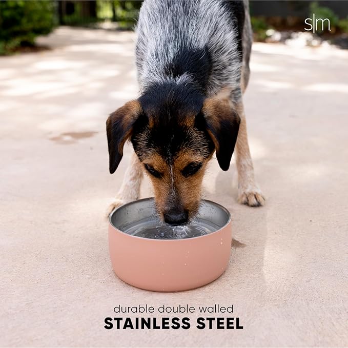 Simple Modern Stainless Steel Pet Water Bowl for Dogs & Cats | Insulated Stainless Steel Food Bowls for Dog Cat | No Tip No Slip BPA Free | Bentley Collection | Medium (4 Cups) | Midnight Black