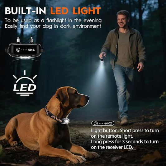 Dog Training Collar with Remote - Dog Shock Collar for Small Medium Large Dogs (15-120Lbs) - Rechargeable Shock Collar with Flash Light, 3300FT Range - 4 Training Modes - IPX7 Waterproof