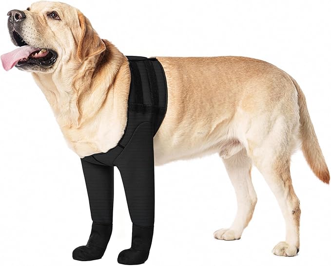 Dog Socks & Boots - Waterproof Anti-Licking Paw Protectors with Non-Slip Bottom, Post-Surgery Recovery Sleeves for Wound Protection (Black, 3XL)