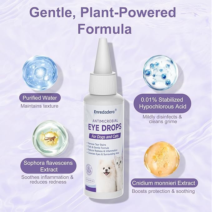 Enredadera Cat Eye Drops, Vet-Approved Dog Eye Infection Treatment for Tear Stain Remover&Pink Eye Relief, Gentle Plant-Powered Pet Eye Drops for Dog and Cat, Dog Conjunctivitis Eye Drop for Infection