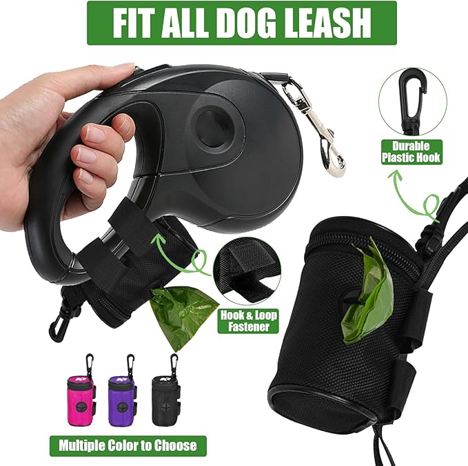 Dog Waste Bag Dispenser Pet Poop Bags Holder for Doggie Waste Bags Dispensers Soft Fabric Zipper Small Doggy Puppy Pouch for Leash Accessory Attachment with Carrier,Paw Print, No-XYBpink