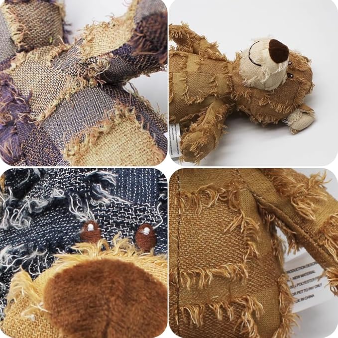 Dog Toys for Aggressive Chewers,Indestructible Robust Bear Toy, Durable Squeaky Toys for Heavy Chewers, Interactive Dog Toy Unbreakable Stuffed Plush for Small, Medium Sized Dogs (Blue, Large)