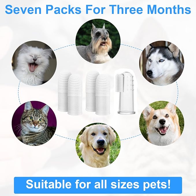 25Pcs Cat & Dog Toothbrush Finger Set for Dog & Cat, Reusable Soft Fabric Finger Toothbrush Kit Washable Oral Cleaning Wipes for Puppies Kittens at Home Dental Care (White and Clear)