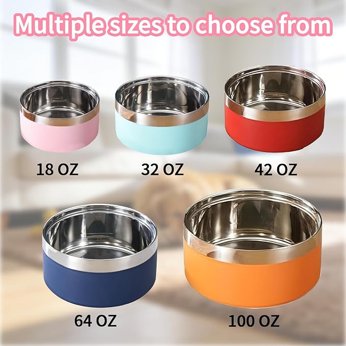 Personalized Dog Bowl with Name, Laser Engraved Stainless Steel Custom Dog Bowl, Durable Double Layer Anti-Slip Design Pet Water Bowl, for Pets
