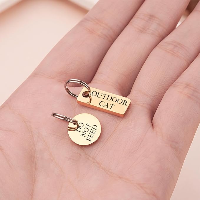Anavia Small Size Dog Cat ID Tags, Small/XS Personalized Color Plated Stainless Steel Puppy Kitten Name Tags, Customized Engraved Nameplate Pet Collar Tag (Rose Gold, XS-Round)