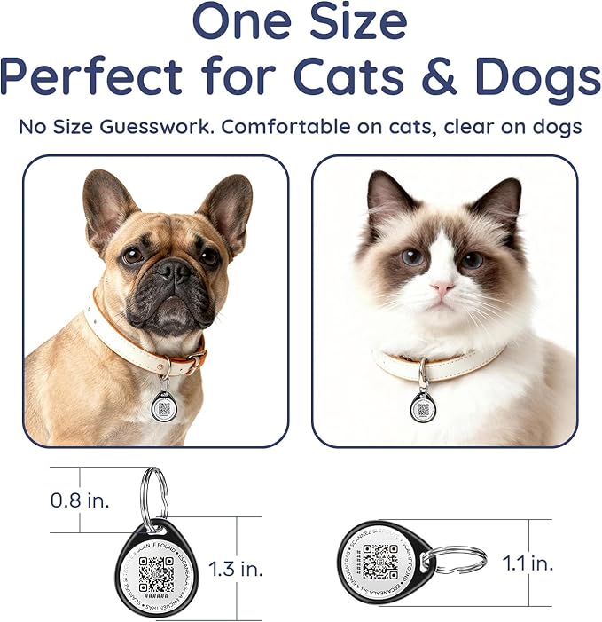QR Code Dog Tag and Cat Tag, Scan to Reunite Faster, Waterproof and Durable, Lightweight and Quiet, Updatable Contact Info, with Baseball All-Star Pet Character Design