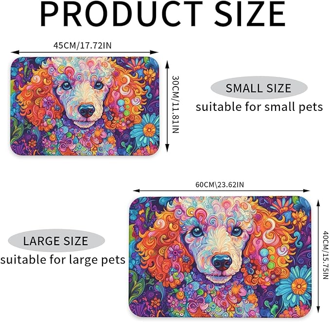 Poodle Food Mat for Floors Waterproof,Quick Dry Anti-Slip Dog Bowl Mats for Food and Water,Pet Feeding Mats,Pet Placemat for Messy Drinkers to Protect Floors,Pets Supplies 23.62×15.75in