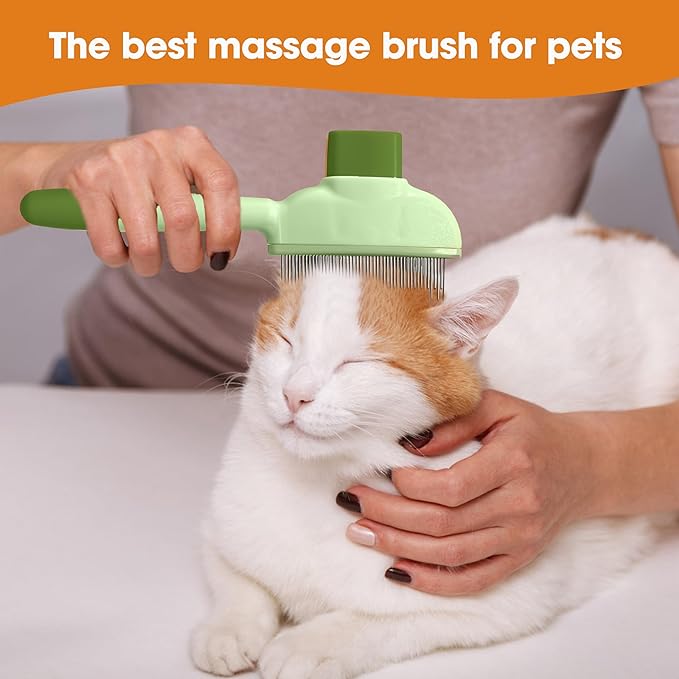 Cat Hair Brush & Dog Brush, Deshedding Brush for Long or Short Haired Pets, Removes Loose Fur, Durable Stainless Steel & ABS Design (green 2pcs)