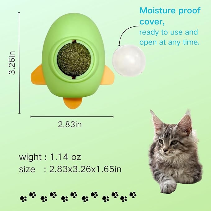4 Pcs Catnip Balls,Catnip Toys for Cats, Rotatable Catnip Ball On The Wall,4 Styles of Tooth Cleaning Ball,Green Color Set,Cat nip Balls for Indoor Cats
