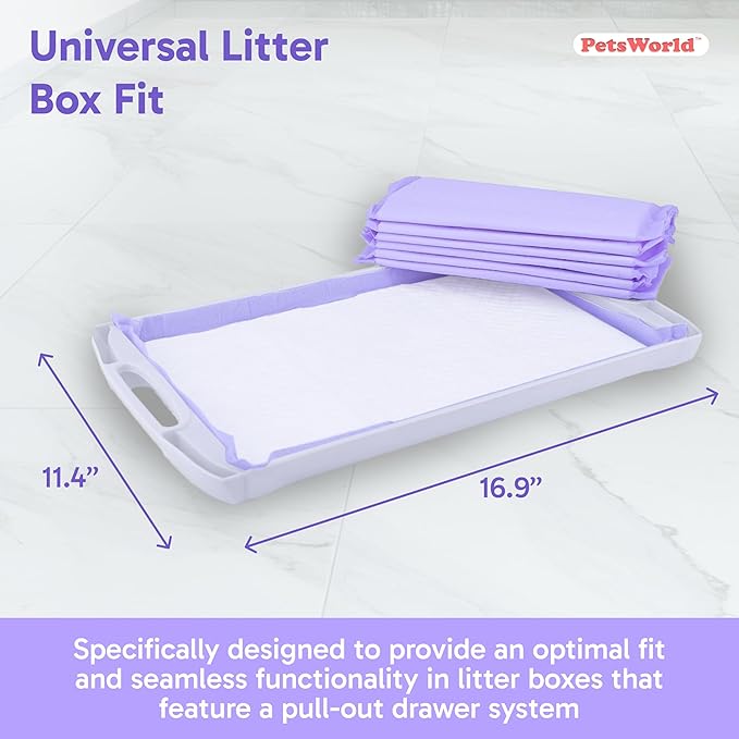 PetsWorld Universal Fit Cat Pad Refills for Litter Box, Unscented, Odor Control, Pack of 600