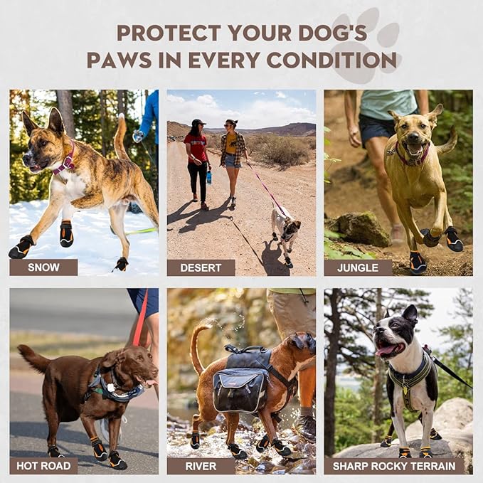 Dog Shoes for Large Dogs,Waterproof Dog Booties for Hot Pavement Winter Snow,Anti-Slip Dog Boots Paw Protector with Reflective Strips for Outdoor Walking Hiking (Black,2.15")