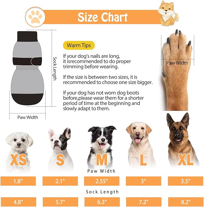 SCENEREAL 6Pcs Anti Slip Dog Socks to Prevent Licking Paws for Hot/Cold Pavement, Dog Grippy Socks for Hardwood Floors, Dog Shoes for Boots & Paw Protectors for Puppy Small Medium Large Senior Dogs