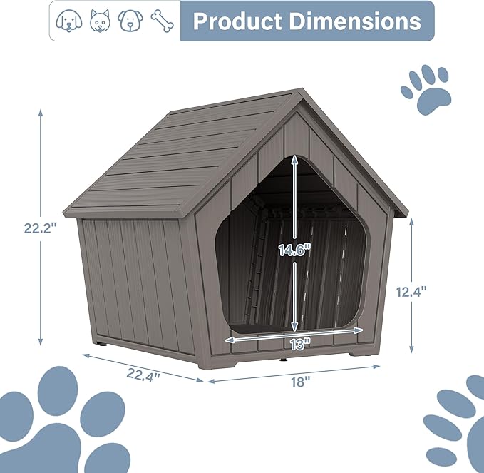 Outdoor Cat House Weatherproof, Clawsable Cat Houses for Outdoor Indoor Cats, Feral Outside Cats House Weatherproof, Resin Insulated Material, Air Holes Easy to Clean and Install, Coffee
