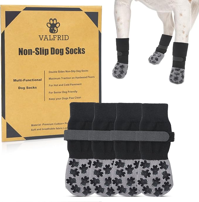 ‌VALFRID Dog Paw Protector Pads,Anti-Slip Grips for Hardwood Floors,Best for Hot Pavement,Strong Self-Adhesive Traction Stickers for Senior Dog Essentials XS