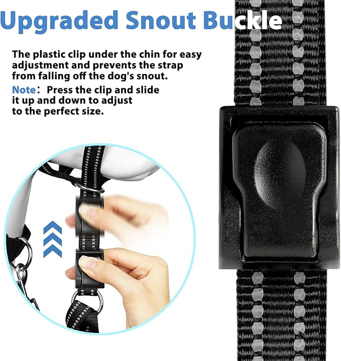 BARKLESS Soft Dog Head Collar, Patented Padded No Pull Head Halter, Training Nose Leash with Safety Link for Medium Large Dogs, Adjustable Muzzle Leash, Easy Control for Walking(Black, M)