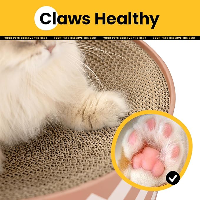 Oval Cat Scratcher Bed, 2-in-1 Cat Scratching Board, Natural Corrugated Cardboard Scratch Pad Lounge, Sealed Base Traps Debris,No Assembly Kitty Furniture,Stylish Colors Blends Any Home Decor