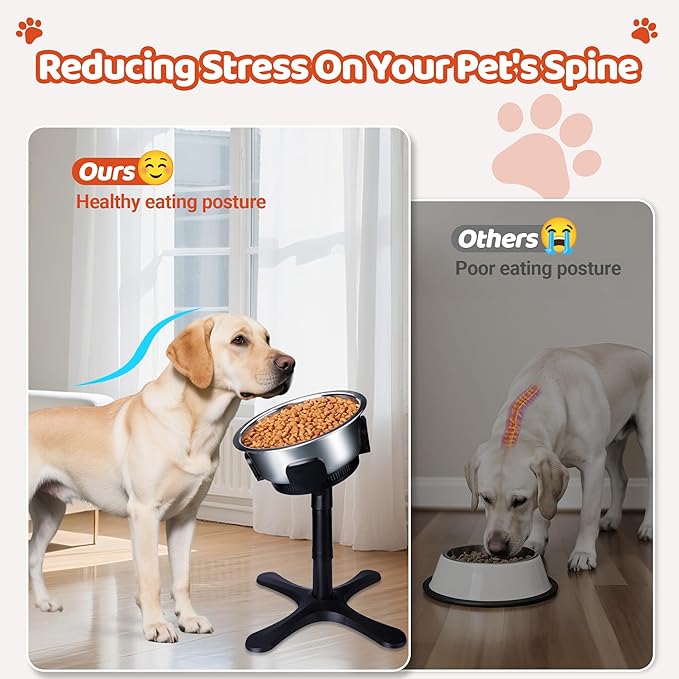 Elevated Adjustable Dog Bowl Feeding Stand, 3 Heights and Tiled Ajudst, Compatible with Moost Feeding Bowls, Great for Medium Large Dogs(No Bowl Included) (1 Pack-C)