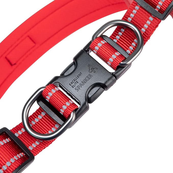 EXCELLENT ELITE SPANKER No Pull Dog Harness Step-in Adjustable Reflective Vest Soft Padded Easy Pet Chest Strap with Leash Clips for Small Medium Large Dogs Walking Training(Red-XL)