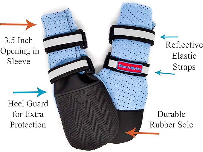 Bark Brite Lightweight Neoprene Paw Protector Dog Boots Designed for Comfort and Breathability in 5 Sizes (Blue XXL)