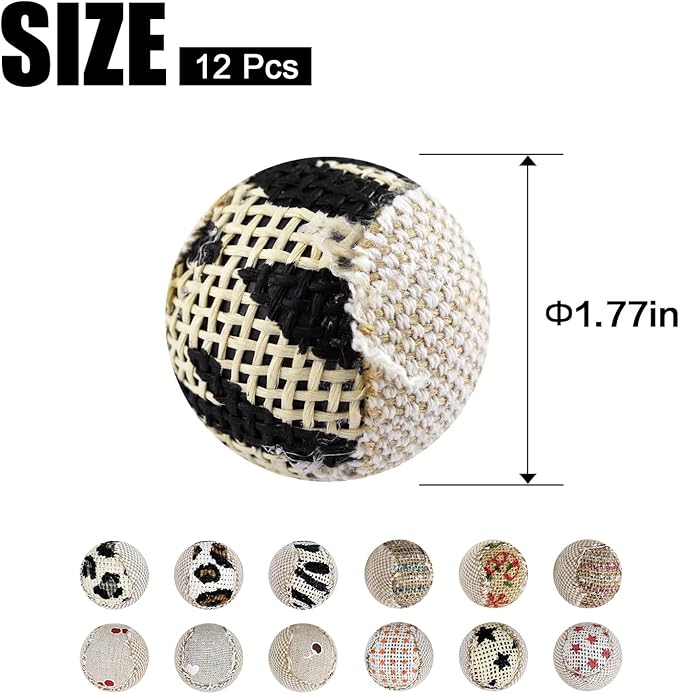 TTcat Canvas Cat Toys Balls Interactive Toys for Indoor Cats and Kitten,12 Pack.