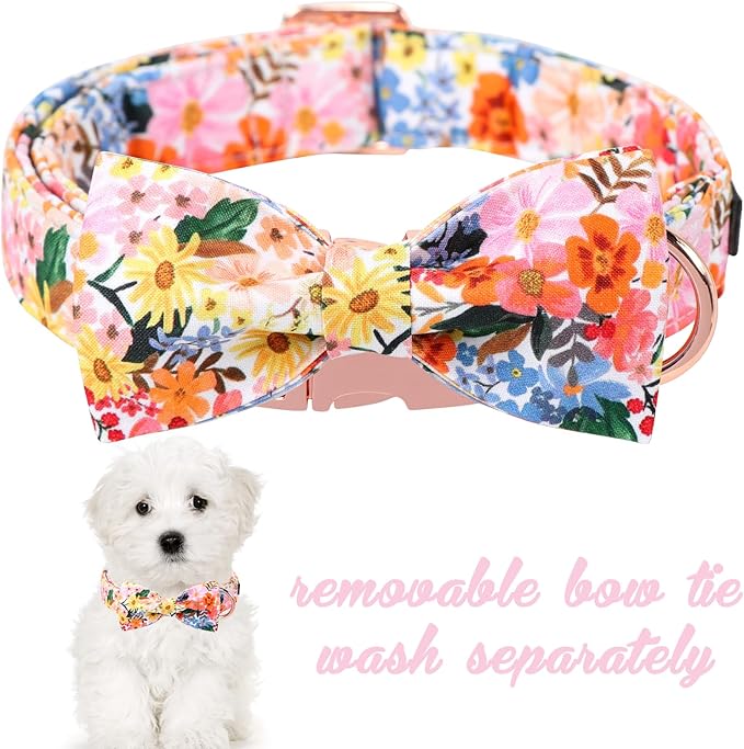 Unique style paws Cartoon Dog Collar with Bow Spring Summer Puppy Collar with Colorful Flower for Small Medium Large Boys Girls Dogs