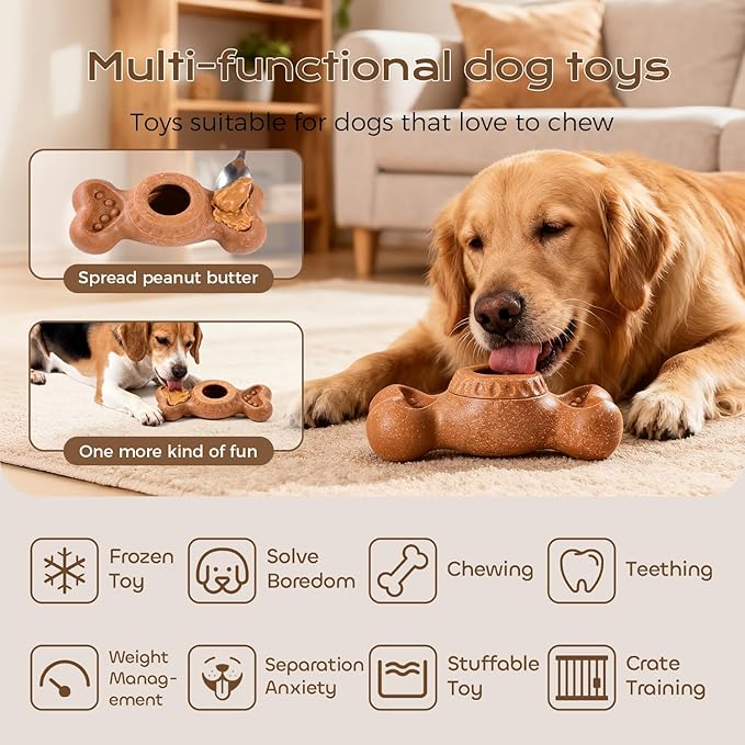 Freeze Bone for Dogs - Frozen Treat Chew Dog Toy for Aggressive Chewers to Keep Them Busy, Ice Cream Holder Freezebone with Mold Cups, Fillable Cognitive Licking Toy