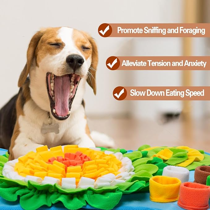 Snuffle Mat for Dogs, Pet Snuffle Mat for Small and Medium Dogs, Interactive Sniff Mat Feeding Mat for Puppies, Slow Feeder Dog Treat Mat for Training and Stress Relief (Bone Shape) (Blue, One Size)