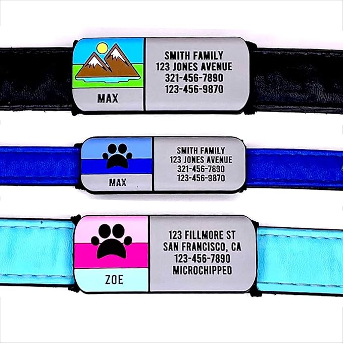LYP Soundless Slide-On Collar Dog ID Tag - Designer Deep Engraved Silicone – Engraving Will Last - Pet ID Tags, Dog Tags, Cat Tags (US Flag, Large)