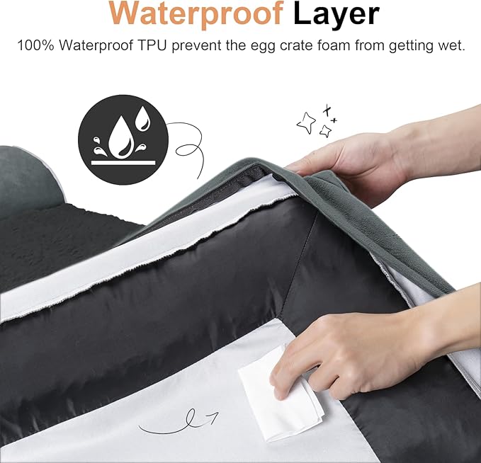 Small Dog Bed Orthopedic Washable: Beds Bolster Small Sized Dogs Bed Egg Crate Foam Couch Sofa Waterproof with Removable Cover - Dark Grey