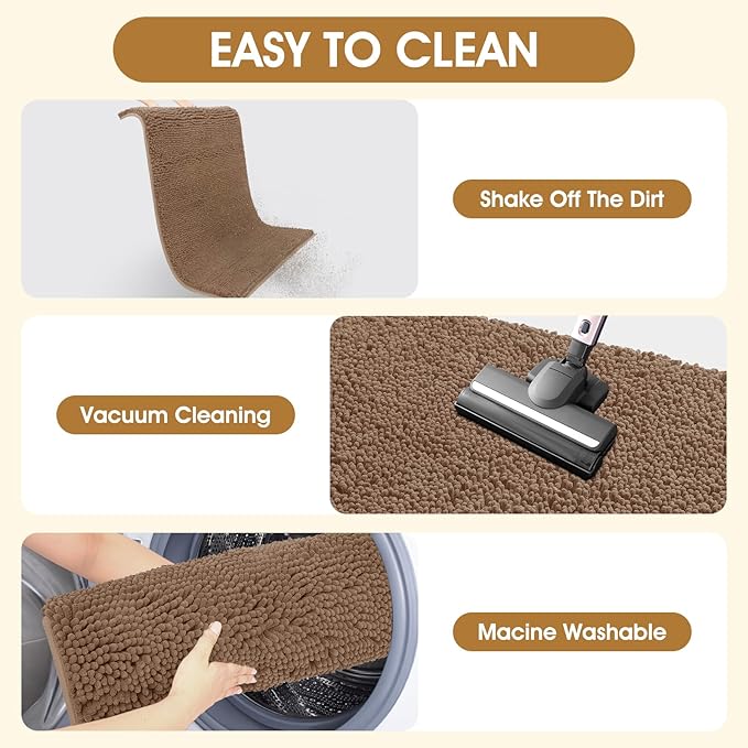 Extra Large Dog Door Mats for Muddy Paws, 71" x 25" Chenille Absorbent Mud Mat for Dogs, Non Slip Heavy Dog Rugs For Muddy Paws, Soft Indoor Door Mat for Entryway, Mud Paw, Inside Floor, Camel