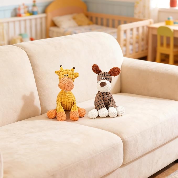 Indestructible Dog Toy, 2026 New Durable Plush Dog Toys for Aggressive Chewers, Interactive Squeaky Soft Puppy Chew Toy, Durable Teething Toys for Small Medium Large Dogs (Brown+Orange)