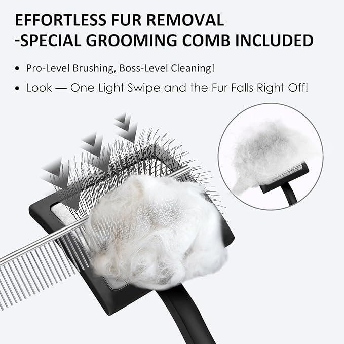 Slicker Brush for Dogs & Cats, Large Dog Brush for Goldendoodles Poodles Doodles Bernedoodles, Long Pin Grooming Tools to Dematting & Reducing Tangles and Fluff, Black