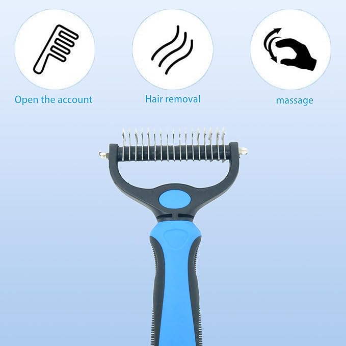 2PCS Pet Grooming Rake&Self Cleaning Slicker Brush，Undercoat Rake for Dogs & Cats ，Detangling and Dematting Long, Matted Fur on Cats and Dogs
