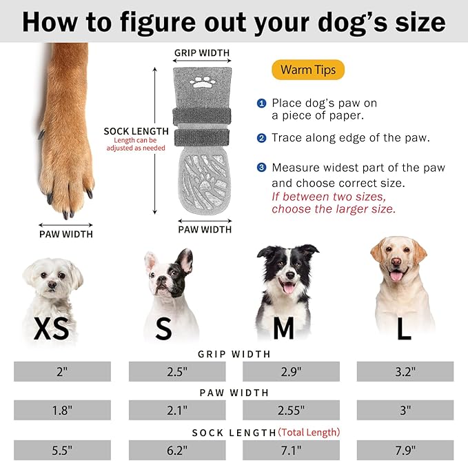SCENEREAL Dog Socks to Prevent Licking Paws for Hot/Cold Pavement, Dog Boots & Paw Protectors for Small Medium Large Dogs, Senior Dog Grippy Socks Booties for Hardwood Floors Winter Outdoor, Pink L