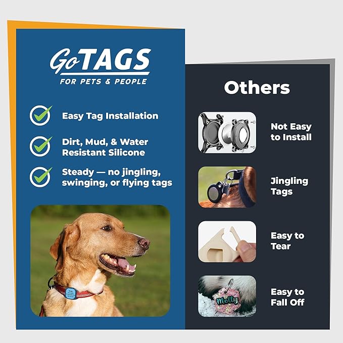 GoTags Personalized Dog Collar Holder for Life360 Tile Mate Tracker, Lost Pet ID GPS for Cat Collar with Custom Text and Number, Silicone Safety Accessories for Tile Tracker Finder (Large Pack of 1)