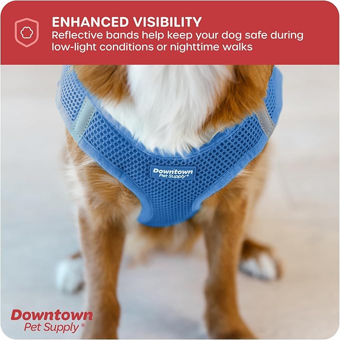 Downtown Pet Supply Step-in Dog Harness – No Pull, Adjustable Padded Mesh with Reflective Trim, Secure Buckle Strap – Comfortable & Breathable Small Dog Harness, Large, Cobalt